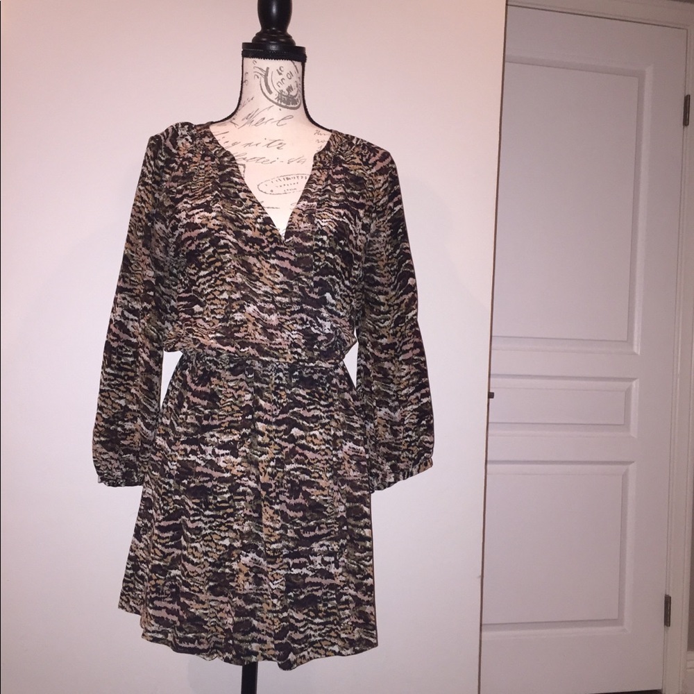 Joie animal print silk mini dress.
